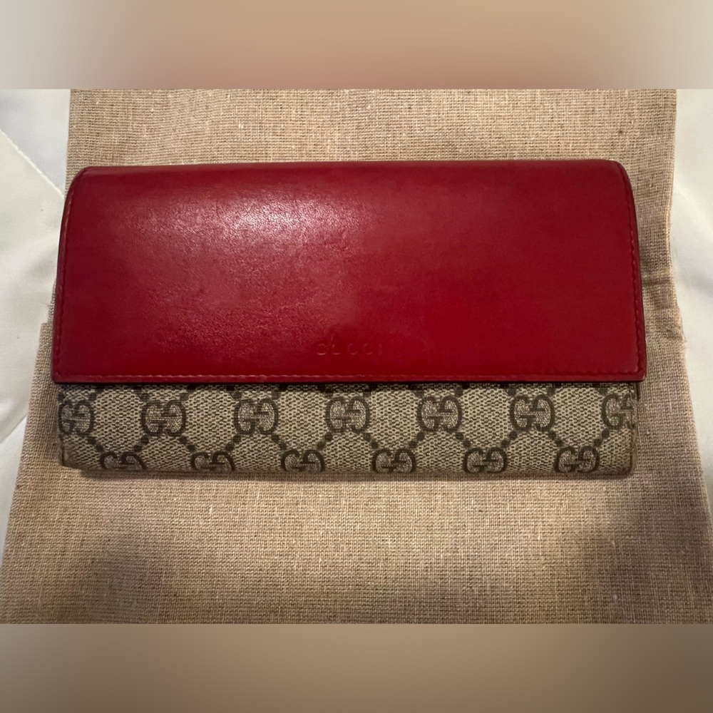 Gucci Red Leather long wallet